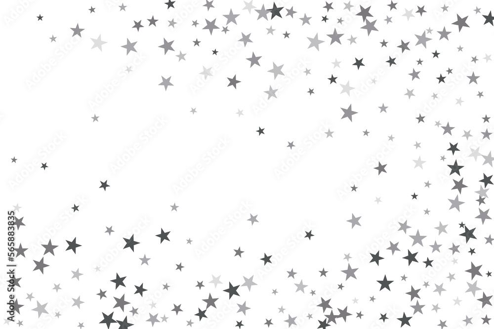 Fototapeta premium Star confetti. Silver casual confetti background. Bright design pattern.
