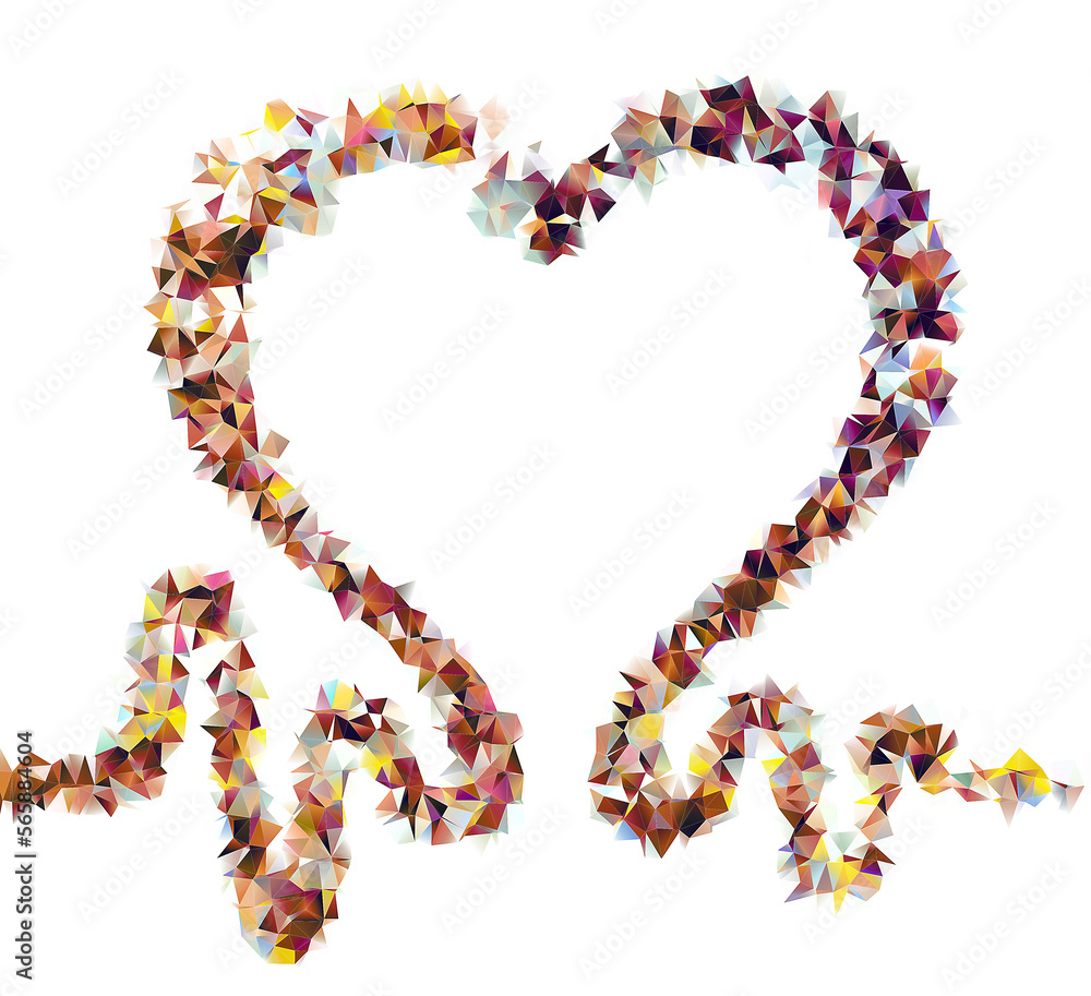 Triangular multicolored icon of heart, love. Isolated on white background Triangular multicolored icon of heart, love. Isolated on white background