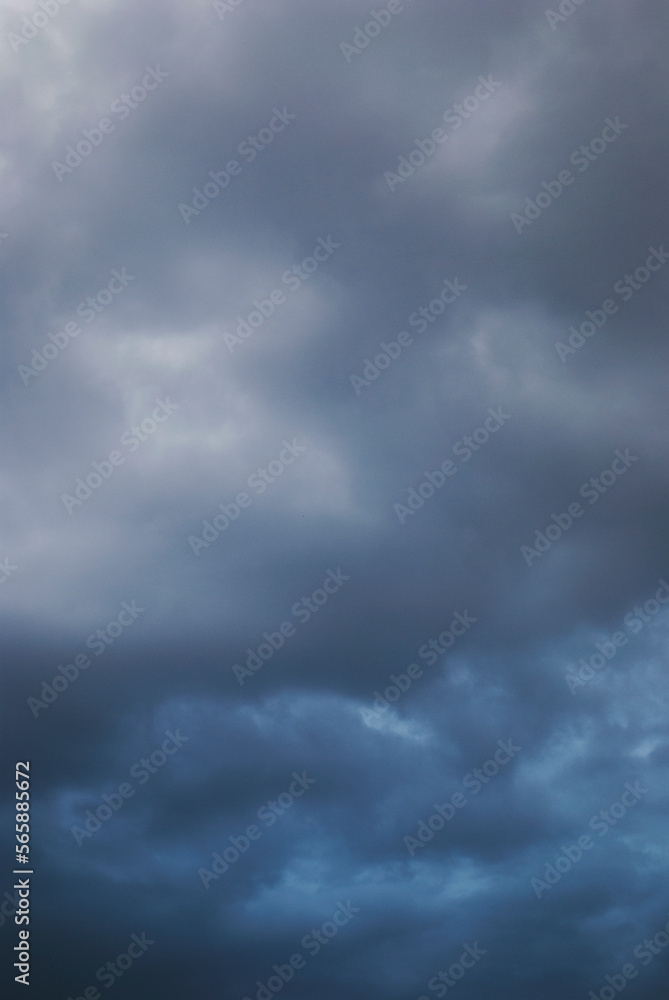 View on blue clouds in rainy weather View on blue clouds in rainy weather
