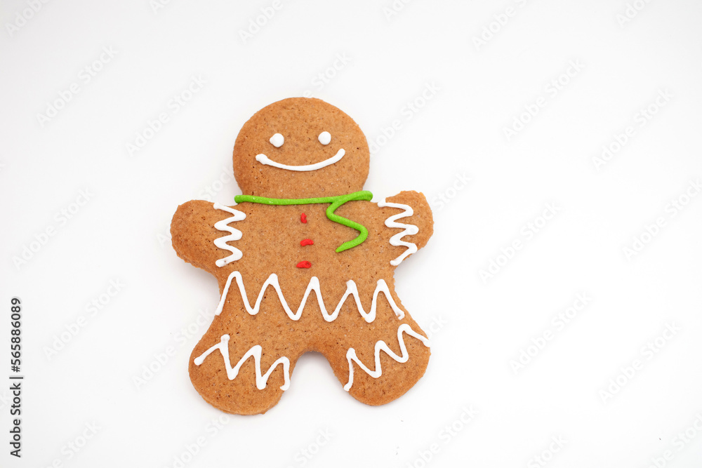 Obraz premium Cookie gingerbread man on white background