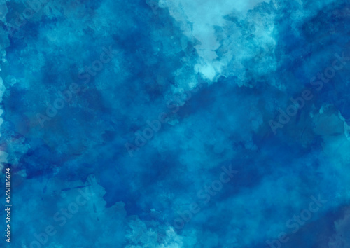 飛沫の見える鮮やかで水色と青の水彩風の背景素材