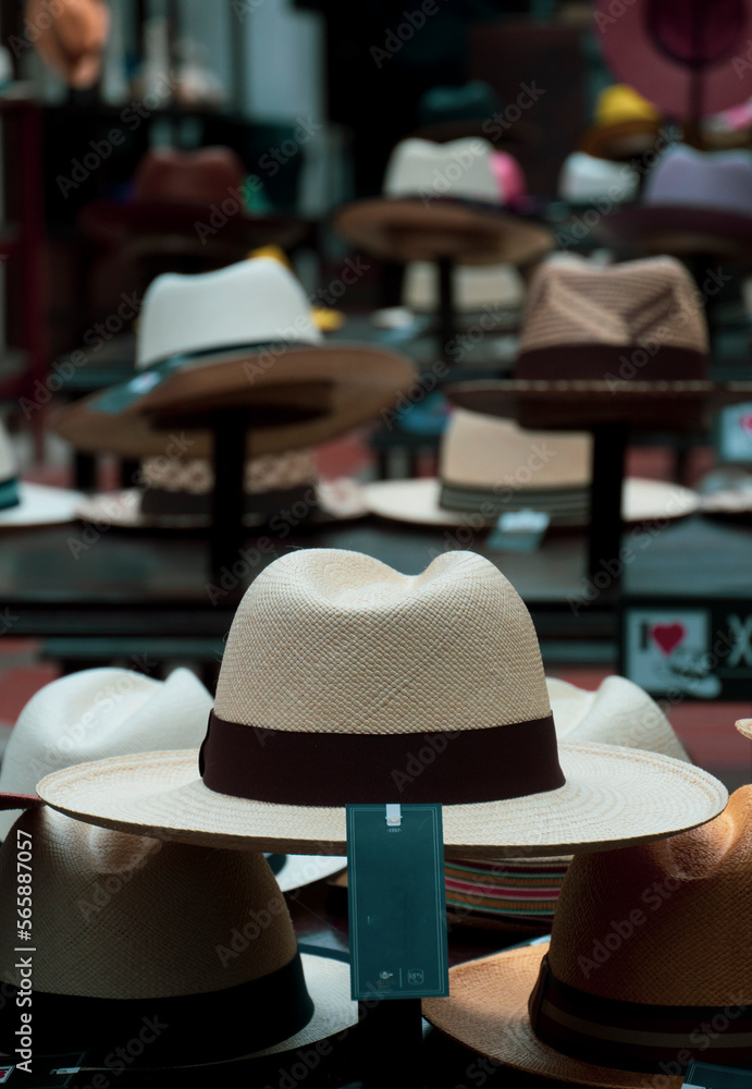 people and hats in a hat museum and how the craft of making the typical hat of the region is made