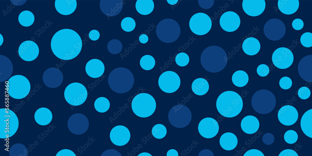 Blue and dark blue circles on the same blue background. Vector print for interior and seamless backgrounds, wallpaper, fabric, decor.