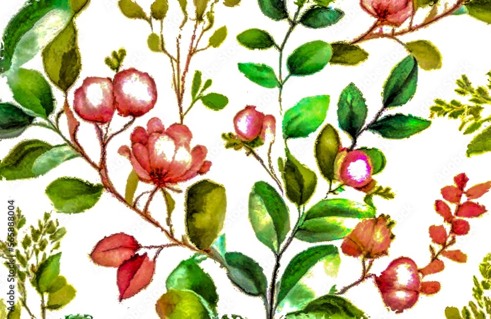 Seamless pattern with colorful flowers. AI-generated illustrations Seamless pattern with colorful flowers. AI-generated illustrations