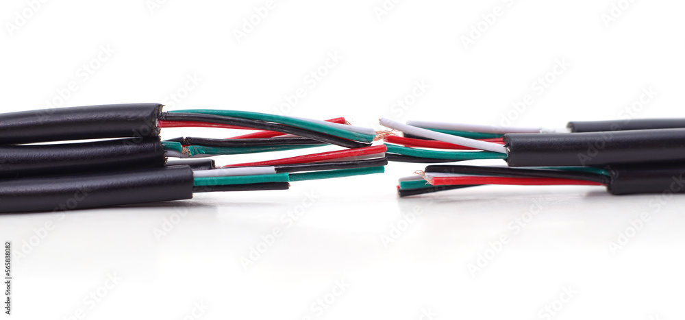 Damaged electric cable. Damaged electric cable.