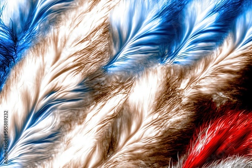 Furred feathers abstract background texture, generative ai photo