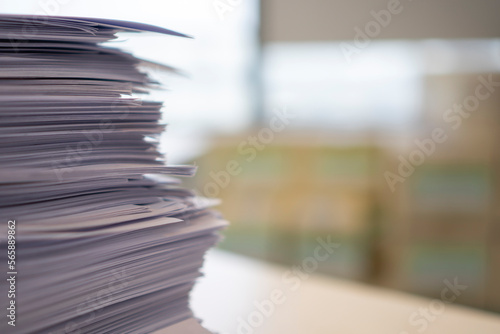 Stack of paper, Document, many jobs waiting to be done on the table, busy concept © bambambu