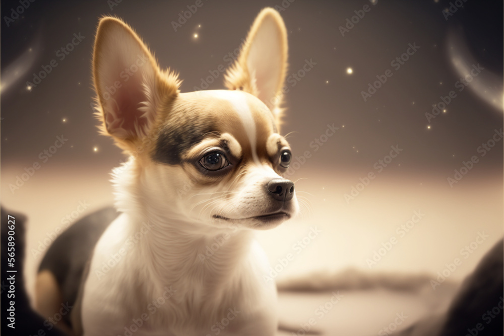 a cute chihuahua with magical fantasy lighting