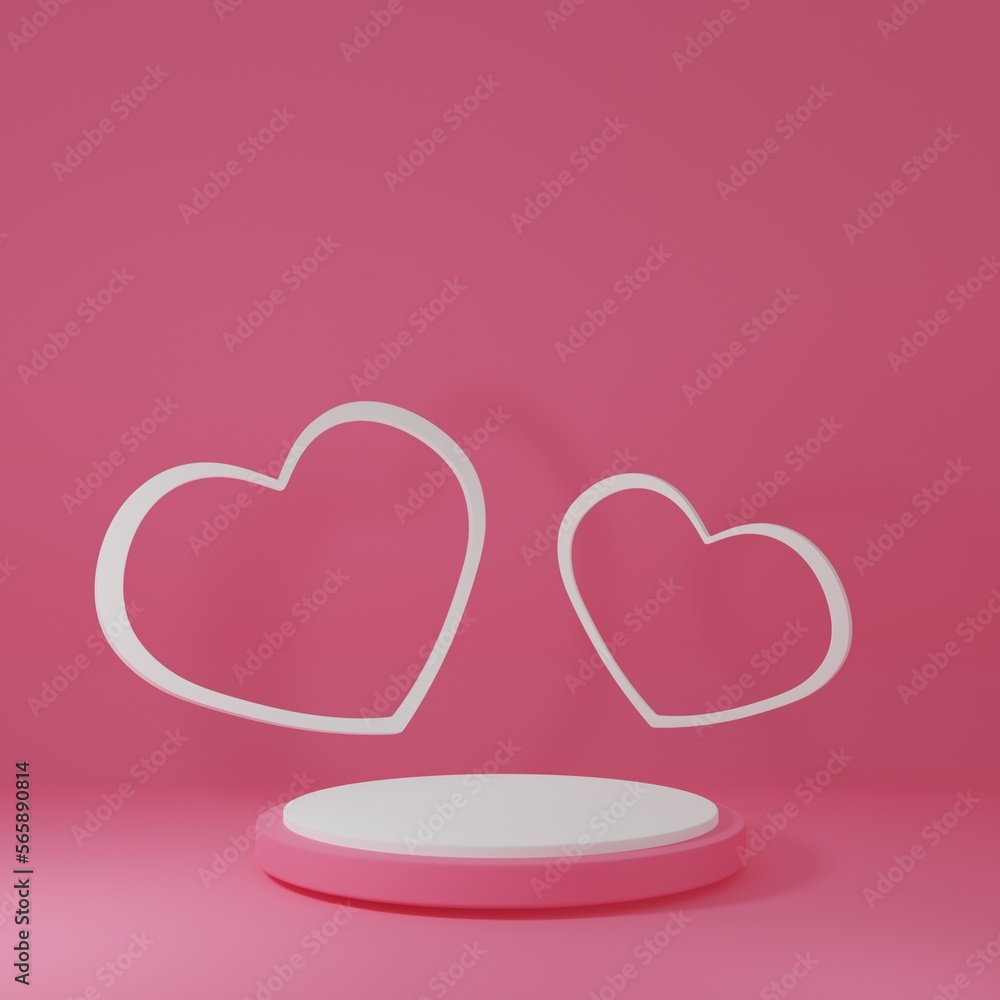 3d rendering Decorative product stand , love and valentine's day celebrate	
