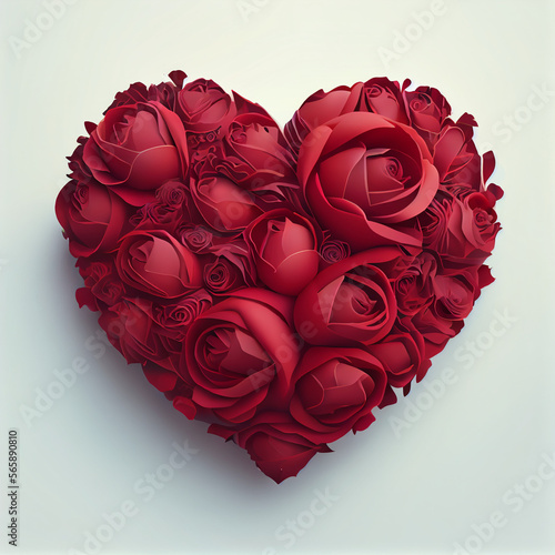 cœur rouge avec des roses