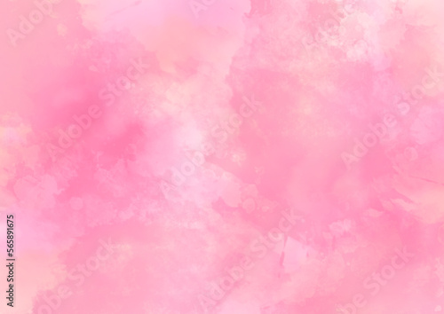 飛沫が見えるピンクの水彩風の背景素材 © imori