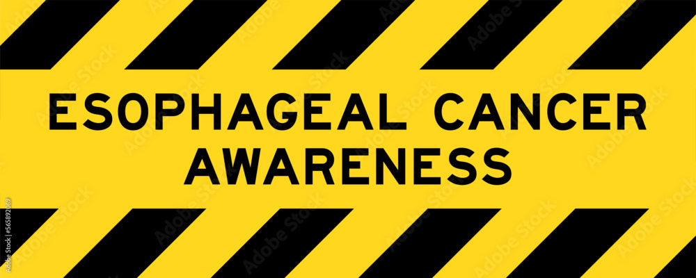 Fototapeta premium Yellow and black color with line striped label banner with word esophageal cancer awareness