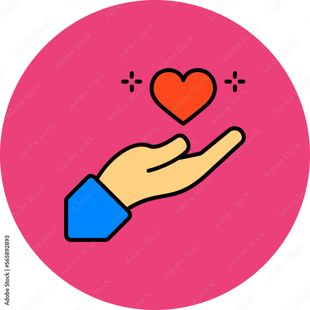 Give Heart Multicolor Circle Filled Line Icon Give Heart Multicolor Circle Filled Line Icon