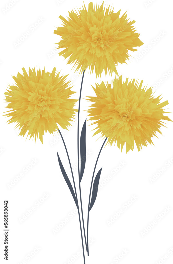 Obraz premium Three yellow flowers. Vector file for designs.