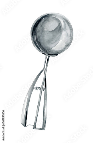 Ice cream spoon. Watercolor hand drawn illustration © Tatyana Sidorova