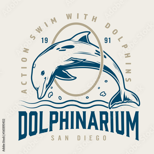 Dolphin show logotype vintage colorful