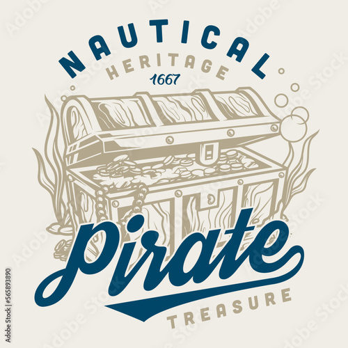 Pirates treasures colorful vintage label