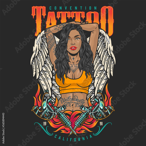 Tattooed Latino girl colorful flyer
