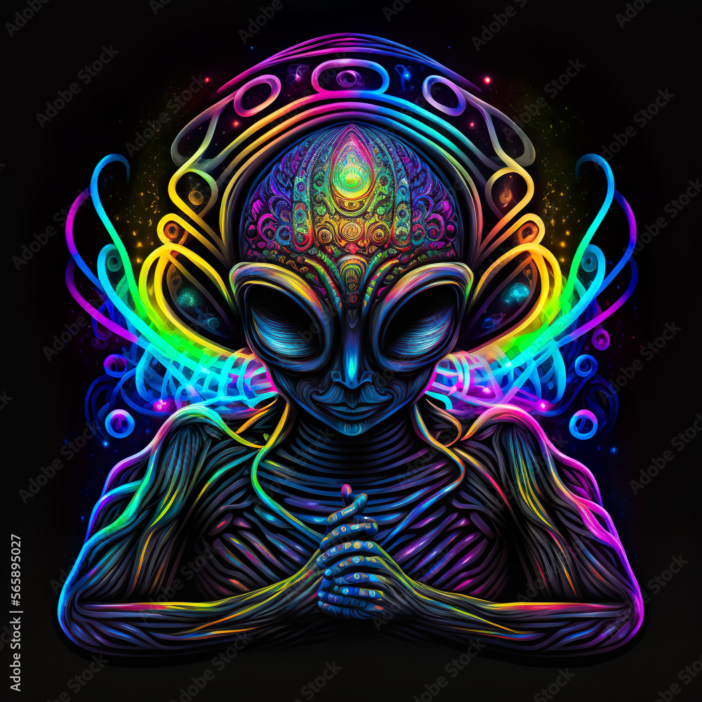 Psychedelic rave psytrance dj Alien creature trippy hallucination