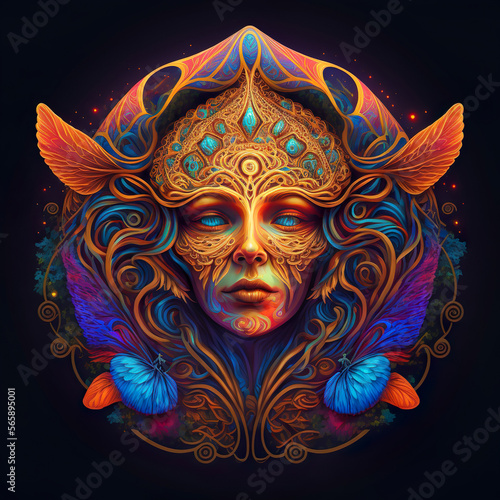 Psychedelic spiritual fairy female magic shaman