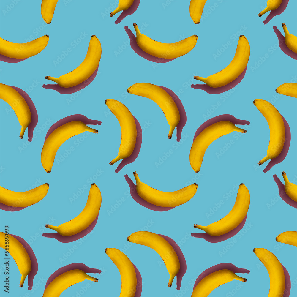 bananas on blue seamless background