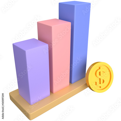 3d financial graph icon  for UI  poster  banner  social media post. 3D rendering