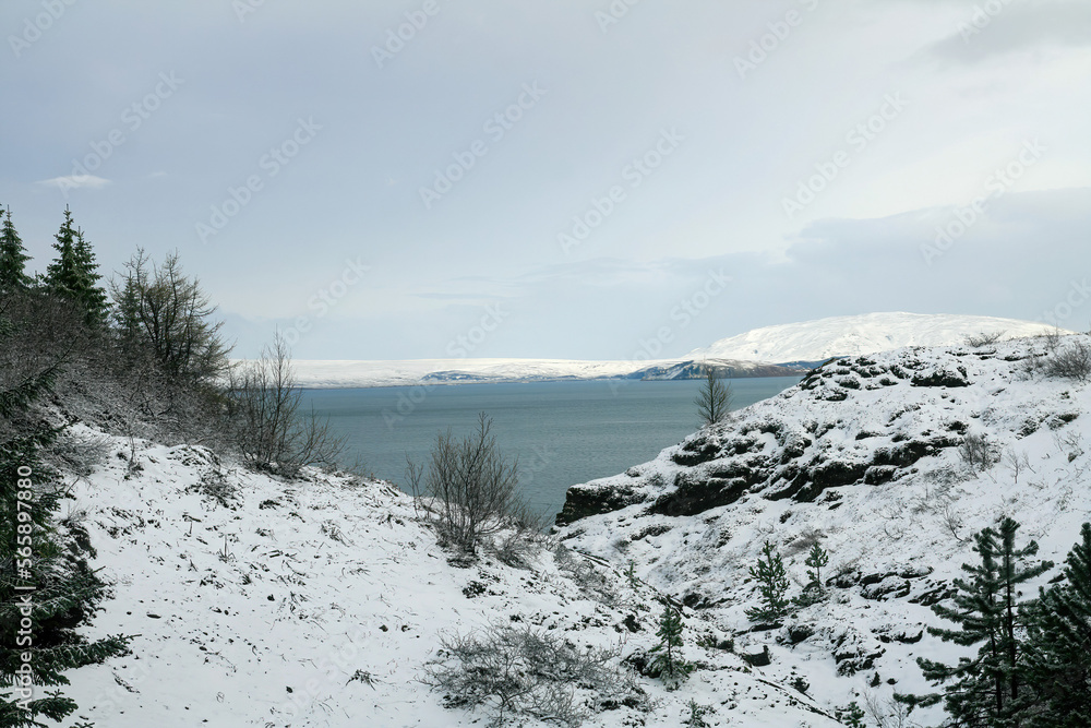 Iceland National Park Coastline Covered In Snow