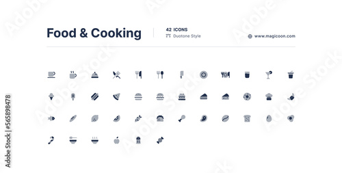 Food and Cooking UI Icons Pack Duotone Style