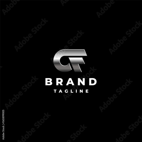 Initial Letter af or cf Logo Design. Simple Initial Letter af or cf With Metal Gradation Logo Design.