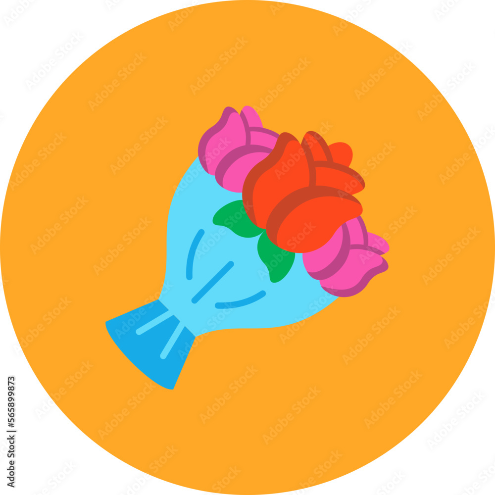 Bouquet Multicolor Circle Flat Icon Bouquet Multicolor Circle Flat Icon