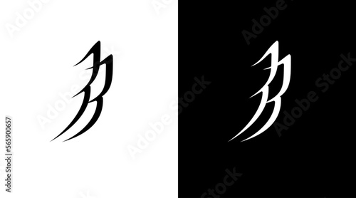 Wings logo monogram bb letter initial black and white icon illustration style Designs templates