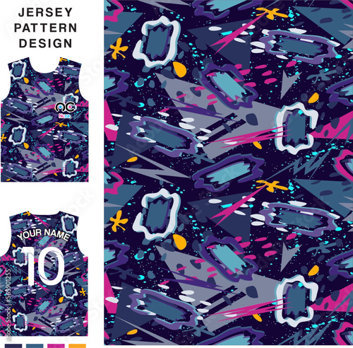 illustrasi graffiti concept vector jersey pattern template for printing or sublimation sports uniforms football volleyball basketball e-sports cycling and fishing Free Vector. photo