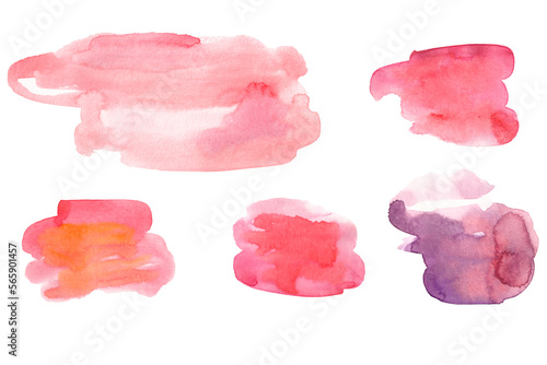 Painted watercolor blots. Watercolor spots. Set of watercolor strokes. Elements for postcards. For design and creation. Artistic.