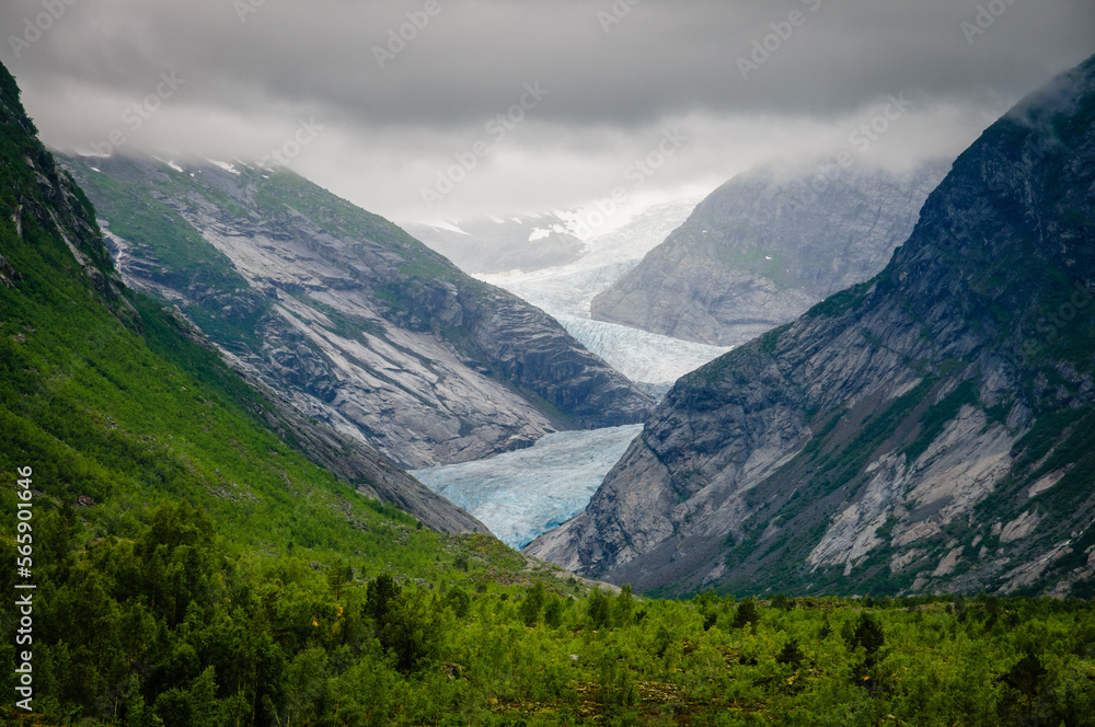 A Majestic Valley with a Stunning Glacier