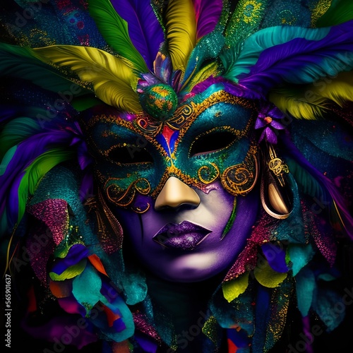 Mardi gras carnival mask. AI generated art