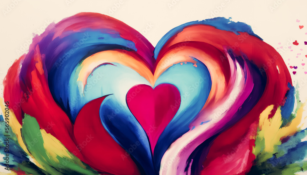 A breathtaking paint of art showcasing various sized hearts, imbued with a Valentine's Day atmosphere of love and romance. Generative AI A breathtaking paint of art showcasing various sized hearts, imbued with a Valentine's Day atmosphere of love and romance. Generative AI