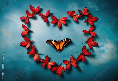 heart made of red butterflies, Generative AI