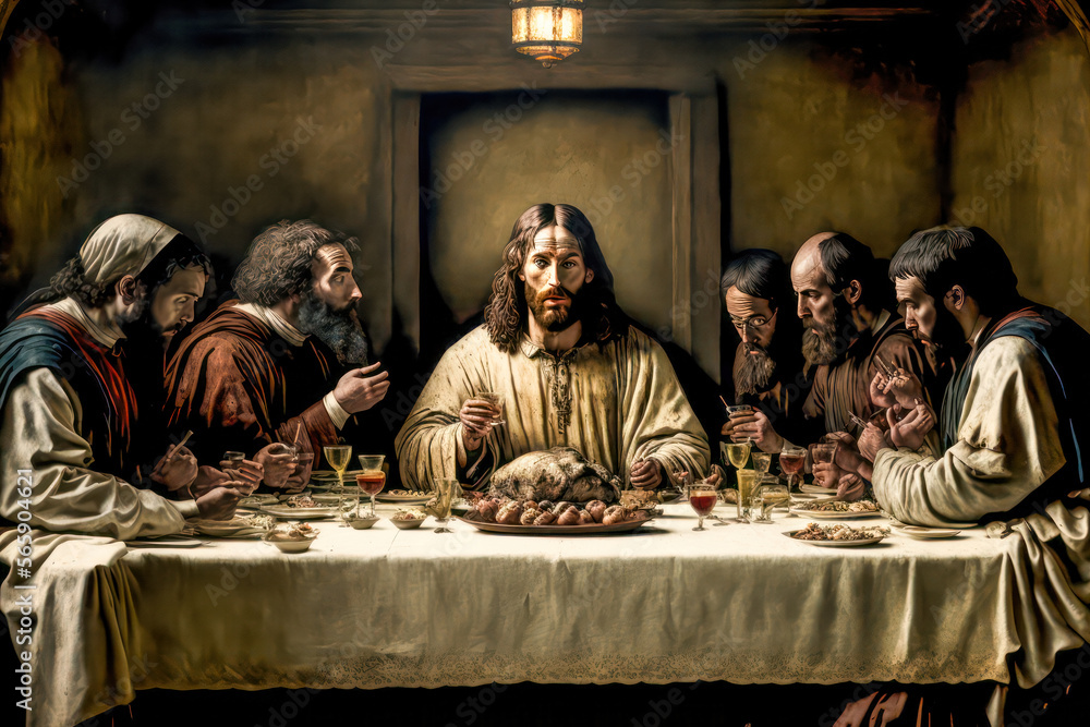 Letztes Abendmahl Jesus Christus Jünger Verrat Abstrakte Illustration ...