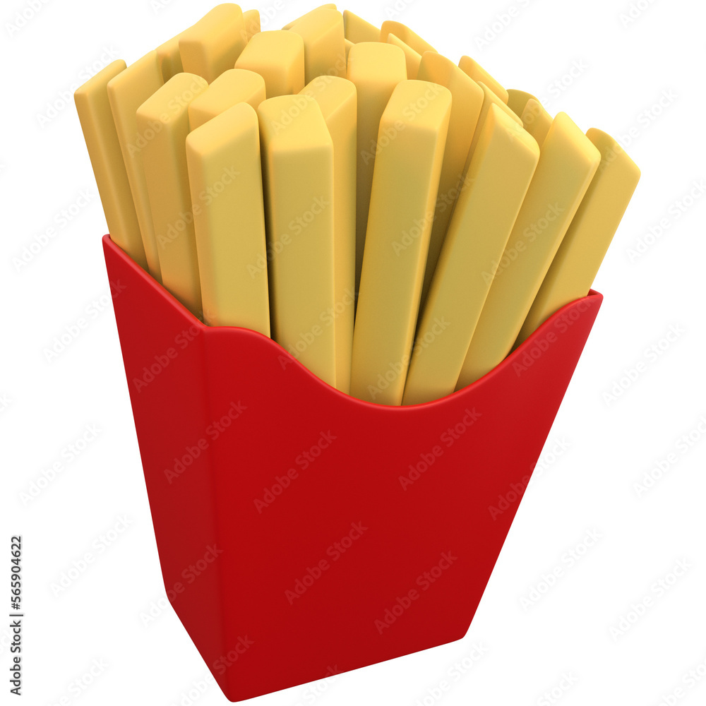 French fries 3d icon, for UI, poster, banner, social media post. 3D rendering French fries 3d icon, for UI, poster, banner, social media post. 3D rendering