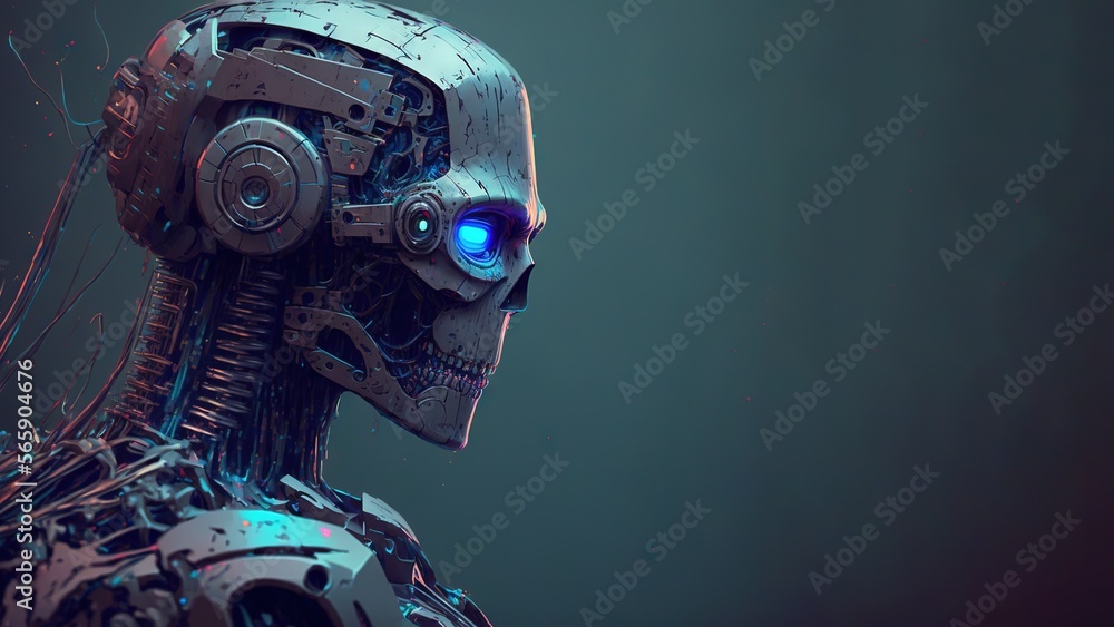 Fototapeta premium Ai bot artificial chatbot intelligence with copy space for text generative ai