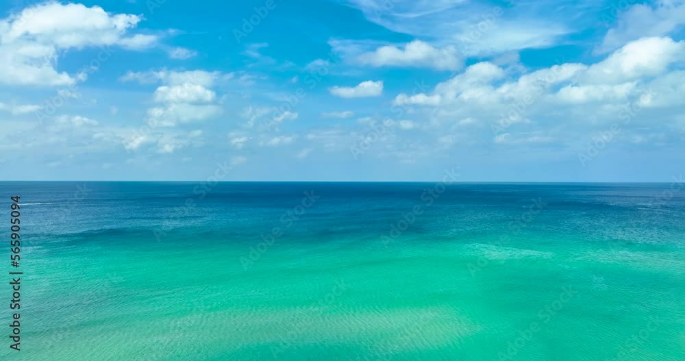 Aerial view, sea horizon as far as the eye can see, blue water, blue sky on a clear day. Aerial view, sea horizon as far as the eye can see, blue water, blue sky on a clear day.