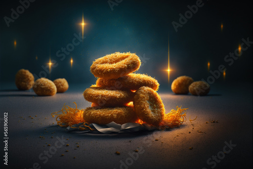 McDonald's nuggets in the middle of the image, behind it hugging fries