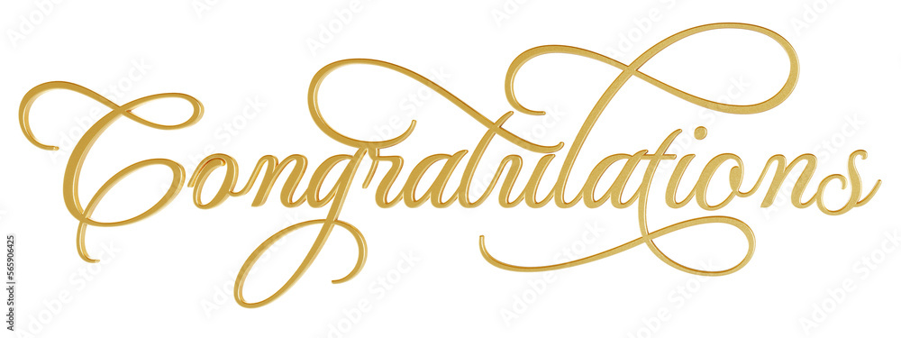 ‘Congratulations’ isolated 3D text in golden script font on transparent background ‘Congratulations’ isolated 3D text in golden script font on transparent background
