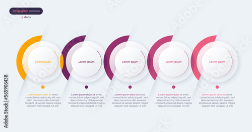 Vector minimalistic infographic template composed of 5 circles