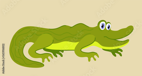 Vector isolated illustration of crocodile. Cute cartoon personage.