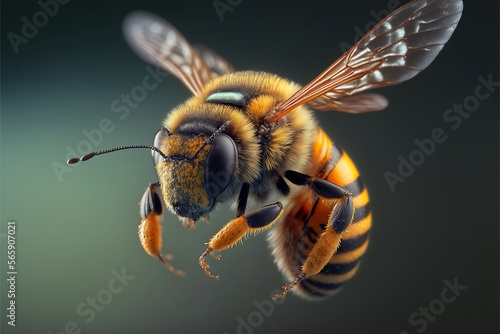 Fotografía macro de abeja volando photo