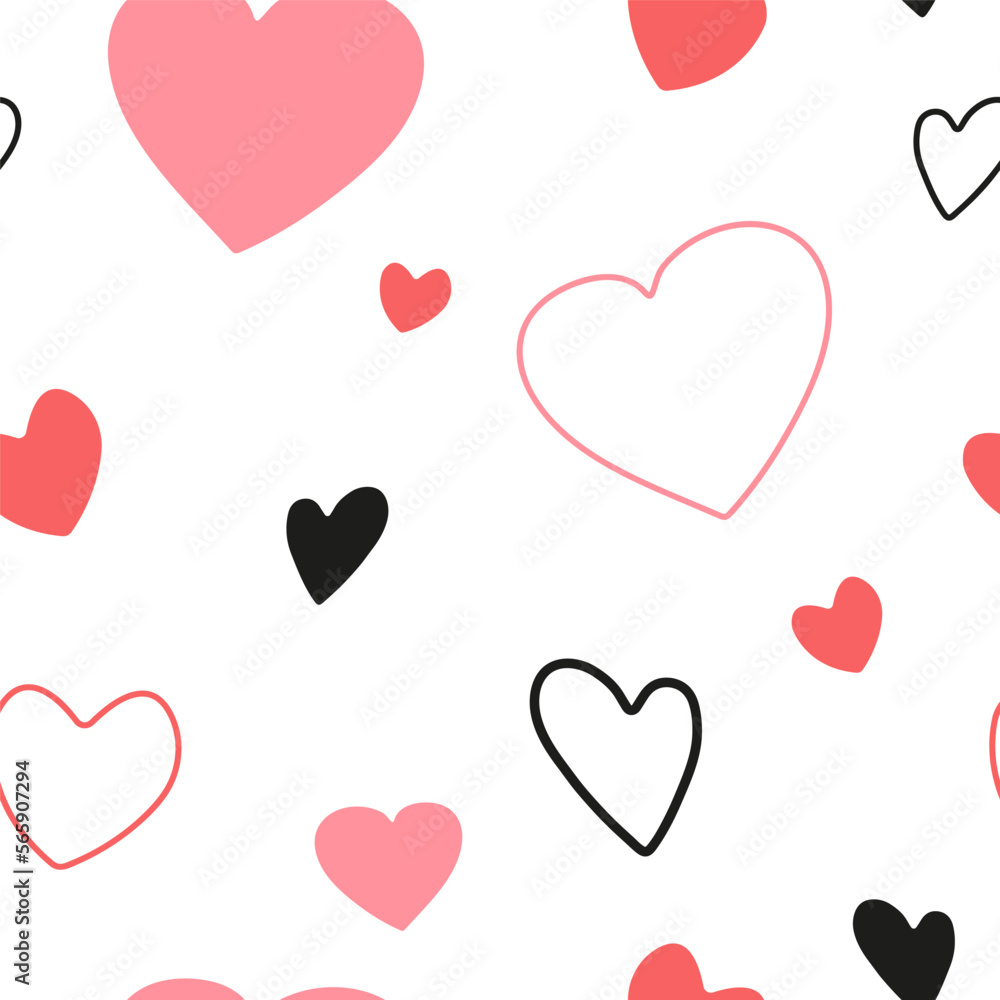 Seamless pattern with Hearts on a white background. Vector illustration. The concept of Love and holiday. Seamless pattern with Hearts on a white background. Vector illustration. The concept of Love and holiday.