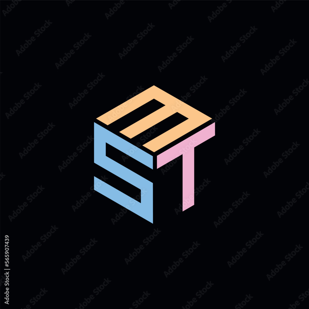 MST Letter Logo Hexagon Shape MST Letter Logo Hexagon Shape