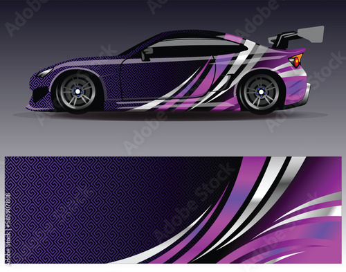 Car wrap design vector. Graphic abstract stripe racing background kit designs for wrap vehicle  race car  rally  adventure and livery