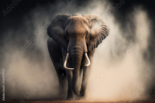 Elephant in Uprising Dust  Generative AI